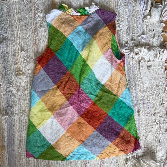 crown & ivy 100% Linen Sleeveless Colorful V Neck Top Size Large - Picture 5 of 5